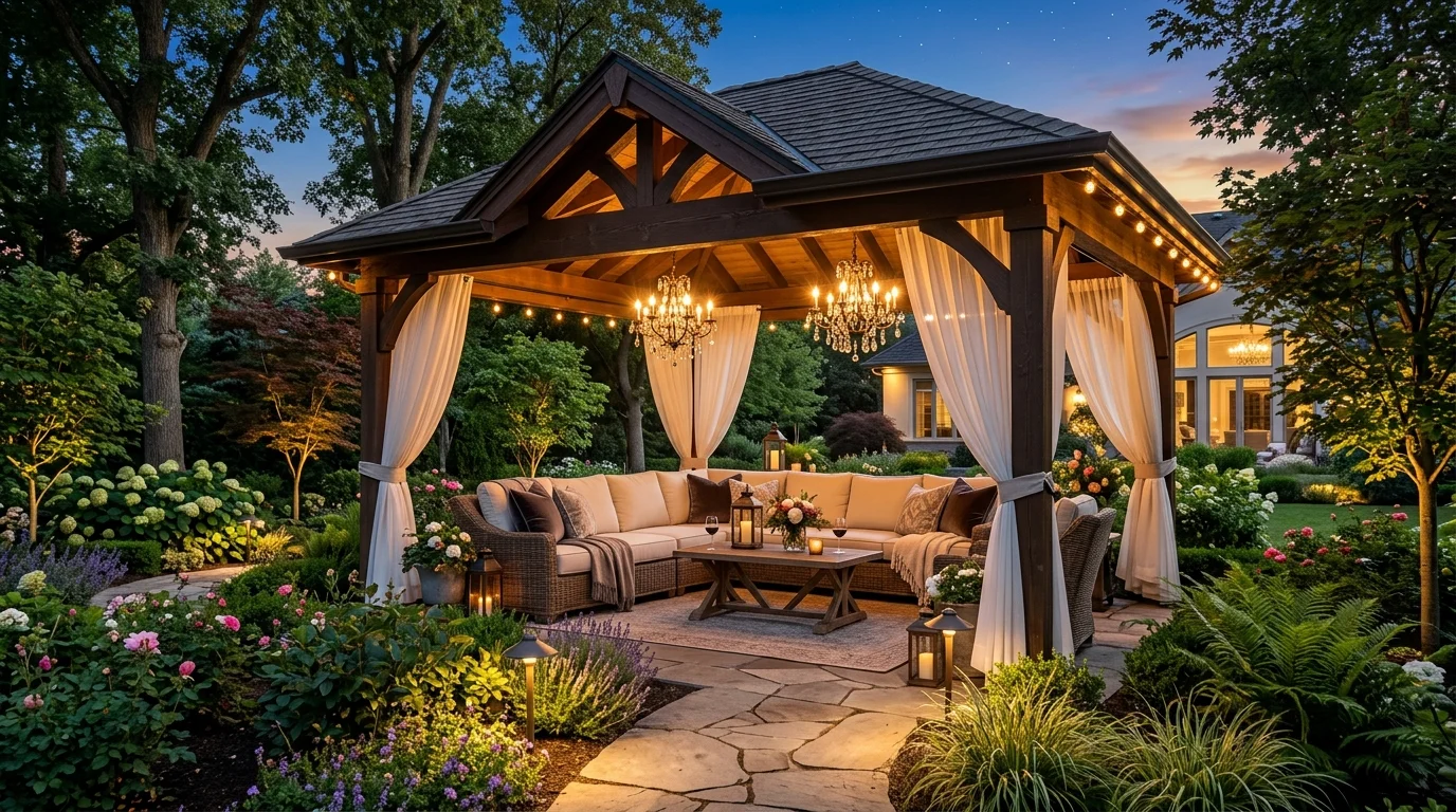 Gazebo With Dining Setup